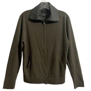 NICOLE FARHI Zip Front Cardigan Sweater Size Small Brown 100% Wool Light…